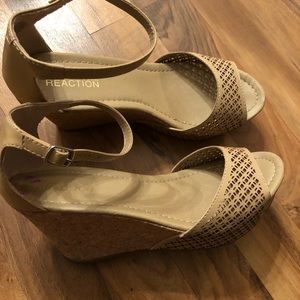 Kenneth Kole Cream Colored Wedged Sandals